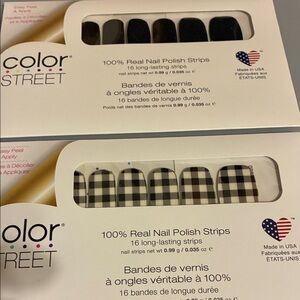 Color Street Black Solid & Black-White Plaid Nail Strips